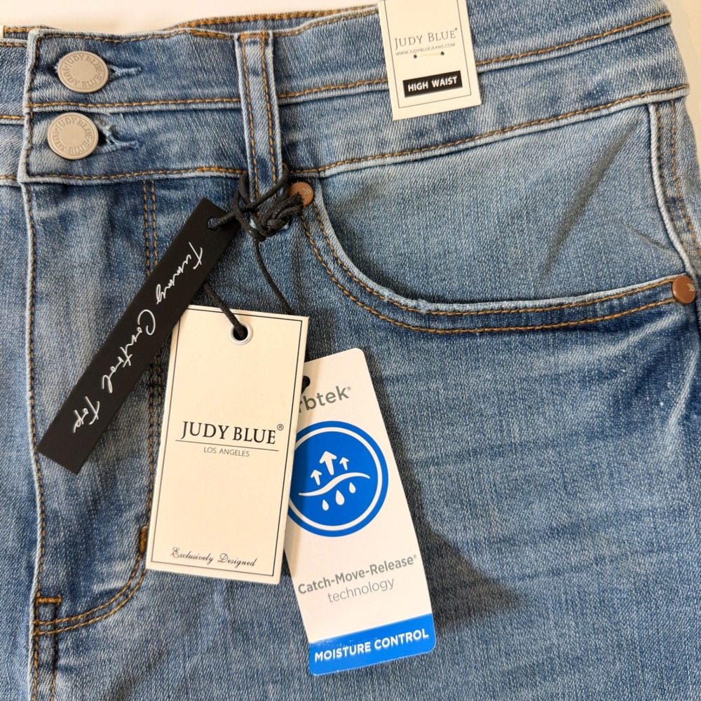 Judy Blue High Waist Tummy Control Denim Shorts Blue XL Orbtek Moisture Control